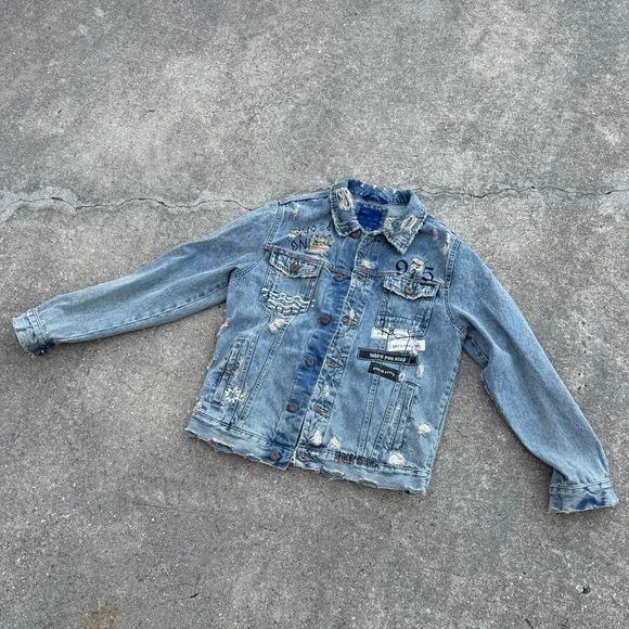 Zara Man “Do the right thing” Denim Jacket Mens L - Picture 2 of 13